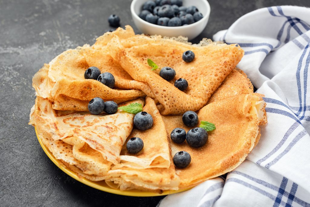 Crepe or blini on plate